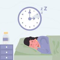 insomnie, sommeil désordre concept. le femme est éveillé vecteur