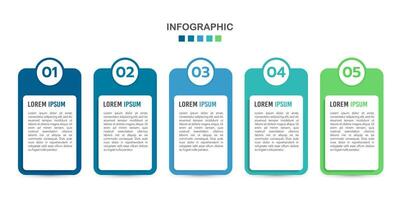 5 processus infographie pas ou les options à succès. vecteur illustration.