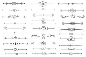 page diviseur et conception éléments. ensemble de divers Facile noir diviseur conception, assorti diviseur collection modèle vecteur. collection de floral séparateurs éléments méga décoration pour calligraphie. vecteur