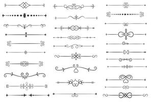page diviseur et conception éléments. ensemble de divers Facile noir diviseur conception, assorti diviseur collection modèle vecteur. collection de floral séparateurs éléments méga décoration pour calligraphie. vecteur
