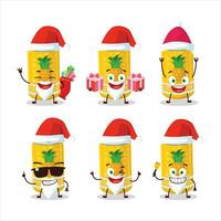 Père Noël claus émoticônes avec ananas un soda pouvez dessin animé personnage vecteur