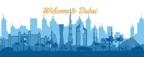 Dubai célèbre Repères par silhouette style vecteur