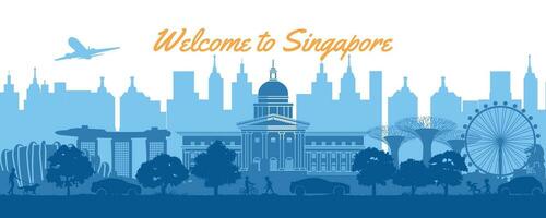 Singapour célèbre Repères par silhouette style vecteur