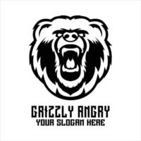 ours rugissement logo en colère visage conception vecteur