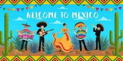 nationale mexicain personnages, Bienvenue à Mexique vecteur