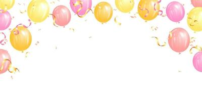 horizontal bannière avec hélium des ballons pour fête ou bébé douche sur blanc Contexte vecteur