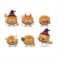 Halloween expression émoticônes avec dessin animé personnage de dorayaki vecteur