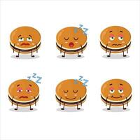 dessin animé personnage de dorayaki avec somnolent expression vecteur