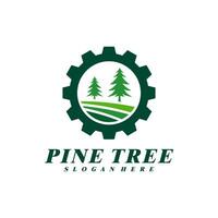 pin arbre avec équipement logo conception vecteur. Créatif pin arbre logo concepts modèle vecteur