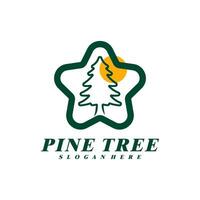 pin arbre avec étoile logo conception vecteur. Créatif pin arbre logo concepts modèle vecteur