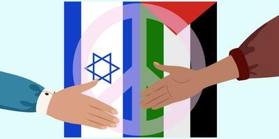 non guerre concept, paix symbole pour Israël et Palestine. extension mains pour une poignée de main. paix concept vecteur illustration