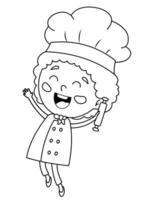 mignonne chef dans uniforme dessin animé contour dessin vecteur