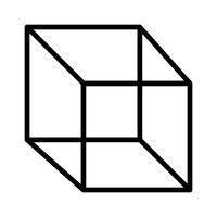 Icône de ligne noire de cube vecteur
