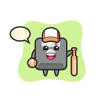 personnage de dessin animé de disquette en tant que joueur de baseball vecteur