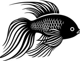 poisson - noir et blanc isolé icône - vecteur illustration