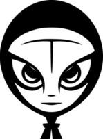 extraterrestre - noir et blanc isolé icône - vecteur illustration