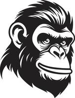 élégance dans la nature noir vecteur singe emblème force et intelligence noir chimpanzé icône