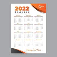 Modèle de calendrier 2022 vecteur