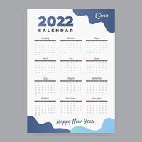 Modèle de calendrier 2022 vecteur