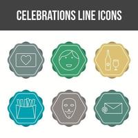 jeu d'icônes de vecteur de ligne de célébration unique