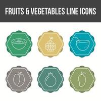 ensemble d'icônes vectorielles de fruits et légumes uniques vecteur