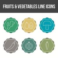 ensemble d'icônes vectorielles de fruits et légumes uniques vecteur