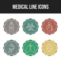 6 icônes vectorielles médicales uniques dans un ensemble vecteur