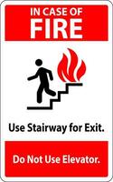 dans Cas de Feu signe dans Cas de feu, utilisation escalier pour sortie, faire ne pas utilisation ascenseur vecteur