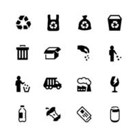 ensemble simple d'icônes vectorielles liées aux ordures.