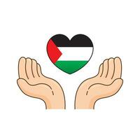 main enregistrer Palestine drapeau sur cœur forme illustration vecteur graphique.