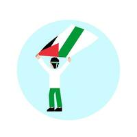 homme en portant Palestine drapeau vecteur