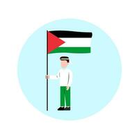 homme en portant Palestine drapeau vecteur