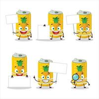 ananas un soda pouvez dessin animé personnage apporter information planche vecteur