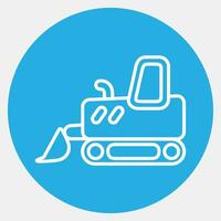 icône bulldozer avec piste. lourd équipement éléments. Icônes dans bleu rond style. bien pour impressions, affiches, logo, infographies, etc. vecteur