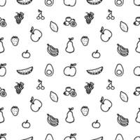 motif de fruits sans soudure. fond de doodle avec des icônes de fruits. fond de fruits vecteur