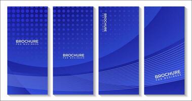 ensemble de brochures avec abstrait moderne bleu vague pente Contexte vecteur