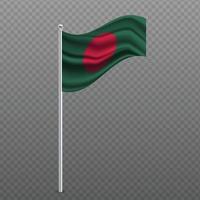 bangladesh brandissant le drapeau sur un poteau métallique. vecteur