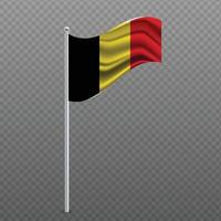 Belgique brandissant le drapeau sur poteau métallique. vecteur