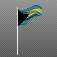 bahamas, brandissant le drapeau sur un poteau métallique. vecteur