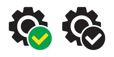 vérifier marque avec équipement icône, dent avec vérifier icône. vecteur