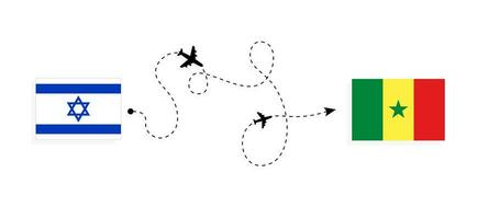 vol et Voyage de Israël à Sénégal par passager avion Voyage concept vecteur