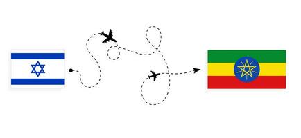 vol et Voyage de Israël à Ethiopie par passager avion Voyage concept vecteur