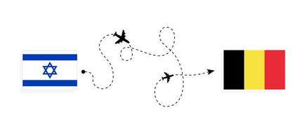 vol et Voyage de Israël à Belgique par passager avion Voyage concept vecteur