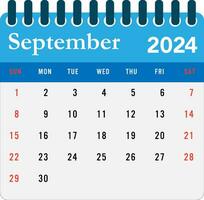 septembre 2024 calendrier mur calendrier 2024 modèle vecteur