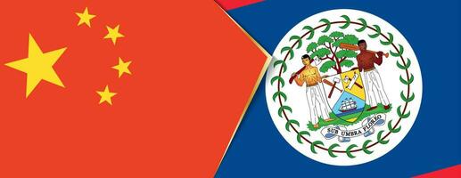 Chine et Belize drapeaux, deux vecteur drapeaux.