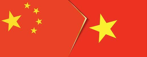Chine et vietnam drapeaux, deux vecteur drapeaux.