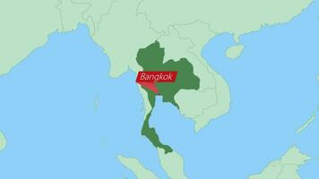 carte de Thaïlande avec épingle de pays capital. vecteur