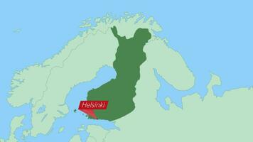 carte de Finlande avec épingle de pays capital. vecteur