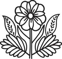 noir et blanc fleurs, esquisser, tournesol vecteur