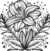 coloration page avec fleurs de lys et feuilles. vecteur page pour coloration. fleur coloration page. contour fleurs de lys . noir et blanc page pour coloration livre.